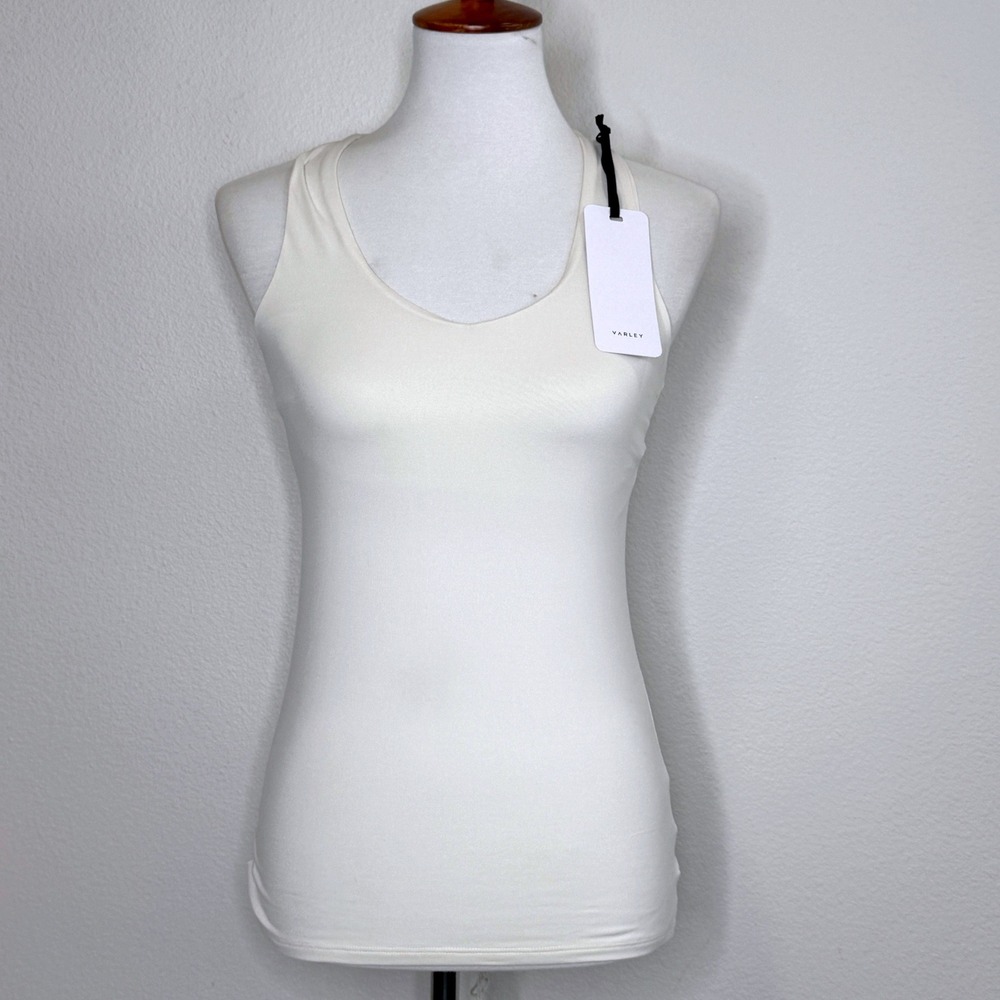 VARLEY NEW Waldon Racerback Tank S Egret Cream Activewear Athletic Jersey Knit‎